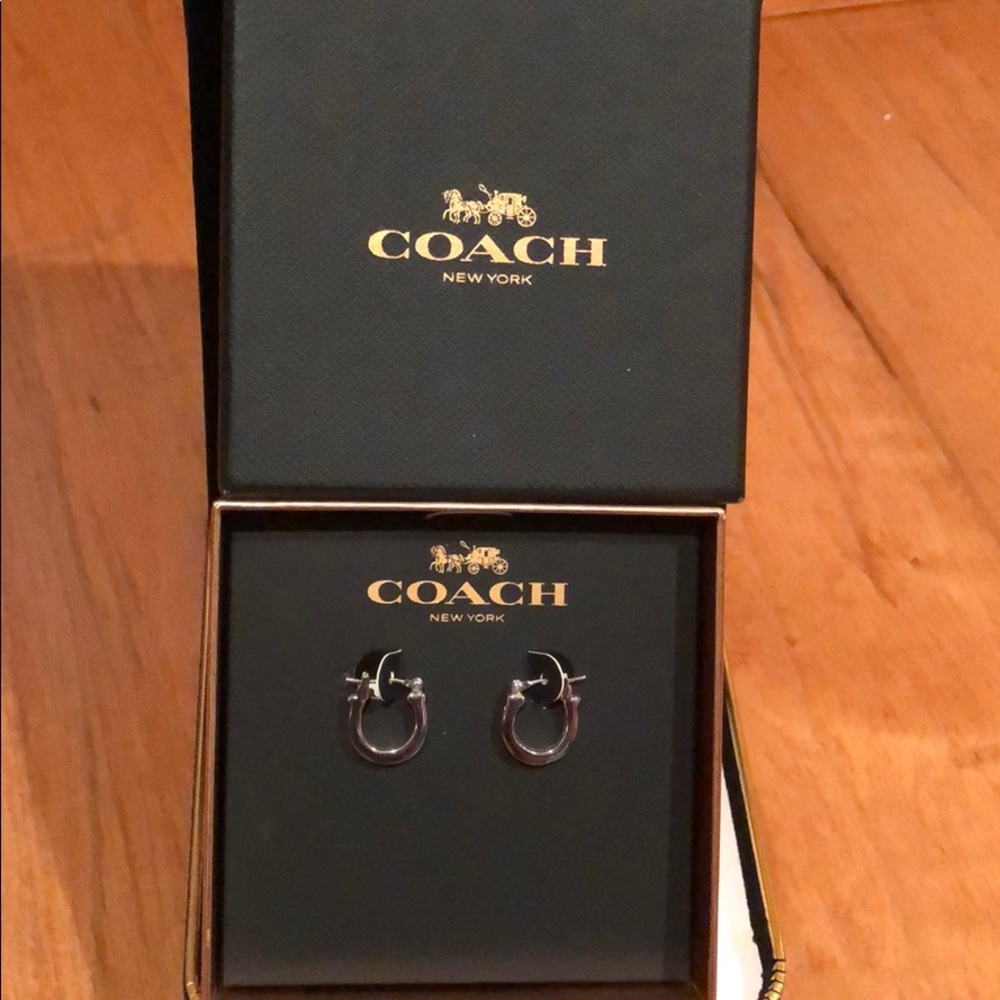 Coach hoop huggie earrings